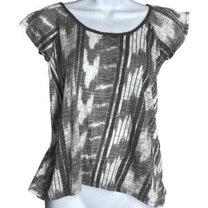 Y2K Retro UNIONBAY Top Size M Gray White Open Back Scoop Neck Short Cotton Blend